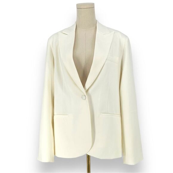 NWT MESHKI Bexly Oversized Blazer Jacket Shoulder pads XS Cream Ivory Minimalist - Picture 1 of 7